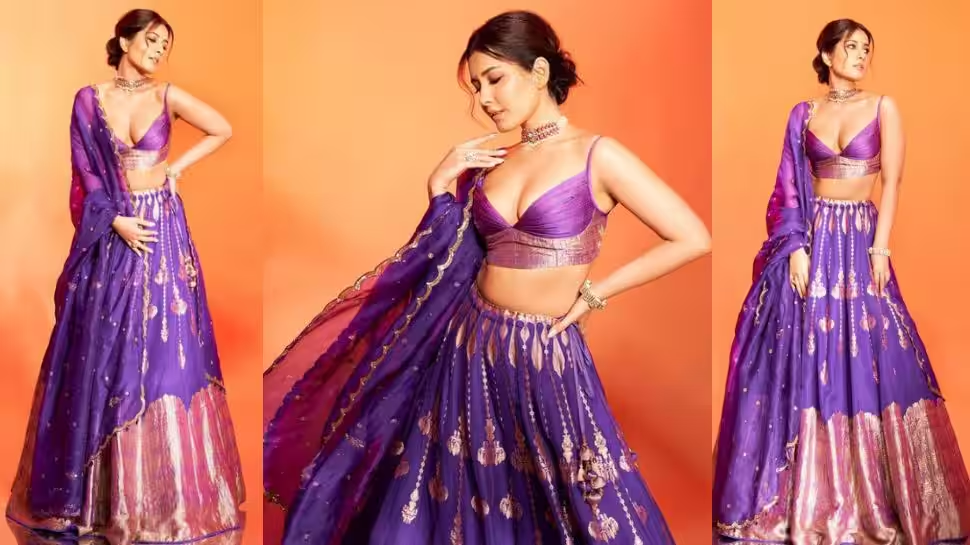 Raashii Khanna's purple outfit is whimsical and perfect for Diwali.