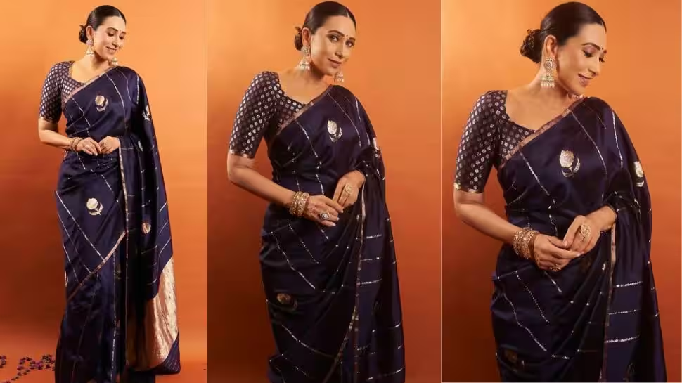 Karisma Kapoor's purple outfit combines modern elegance with tradition.